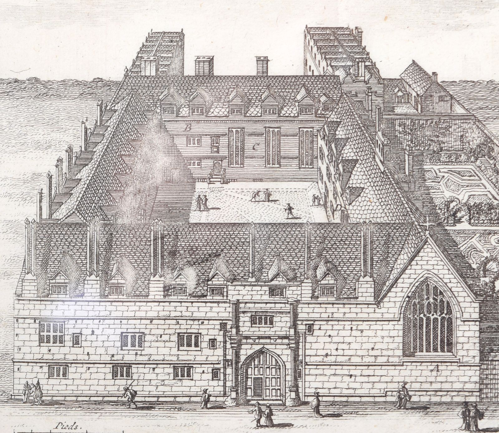 Pieter Van Der Aa (1659 1733), After David Loggan (1634–1692) Jesus College, Oxford (1727) photo for sale