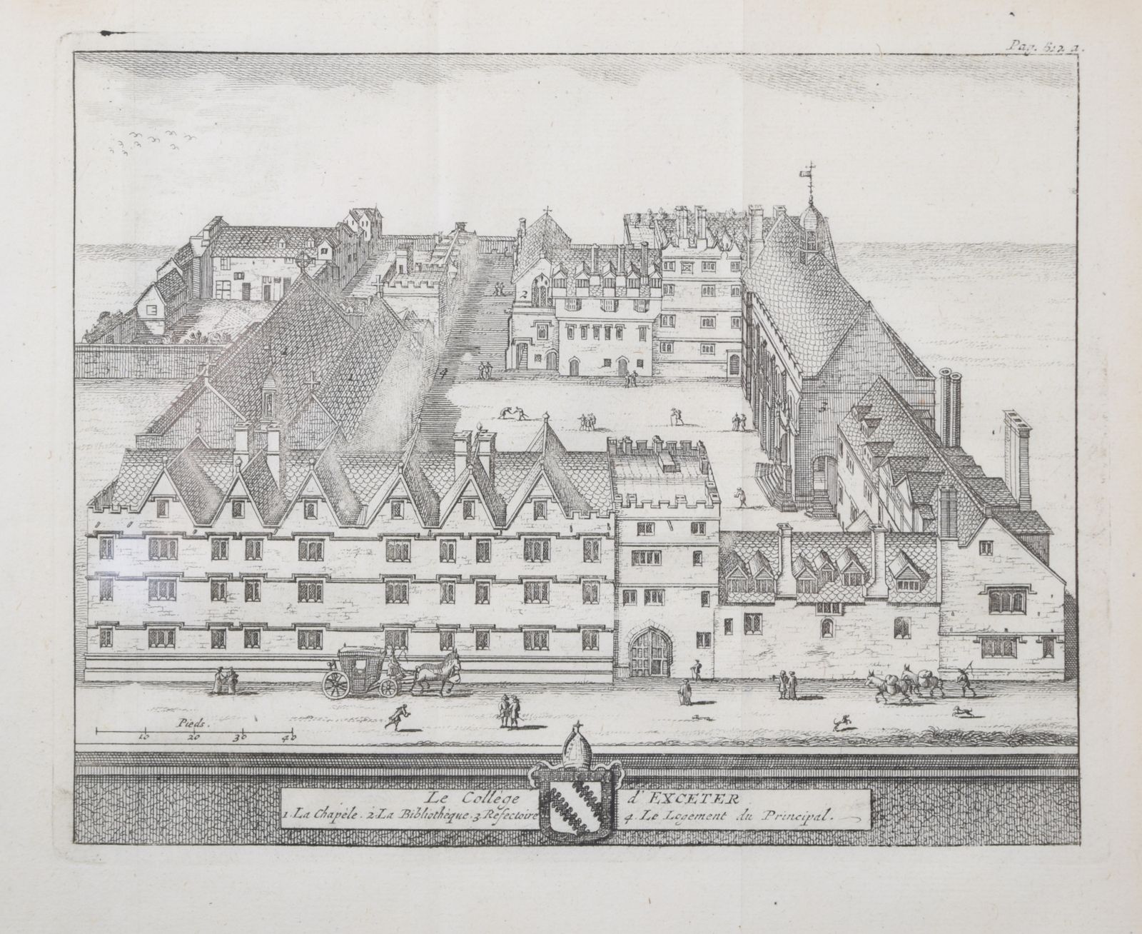 Pieter Van Der Aa (1659 1733), After David Loggan (1634–1692) Exeter College, Oxford (1727)