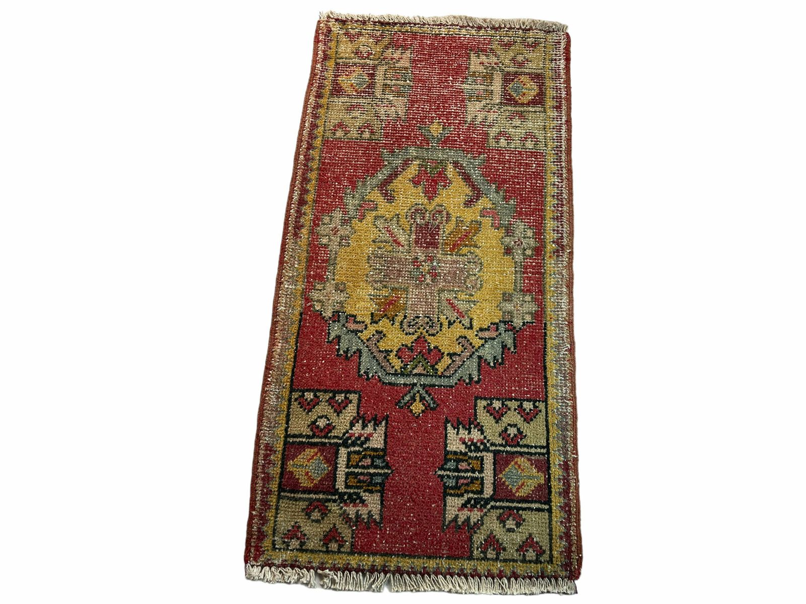 Traditional Turkish Anatolian Rug , Vintage Anatolian Turkish Rug 102 X 53 Cm