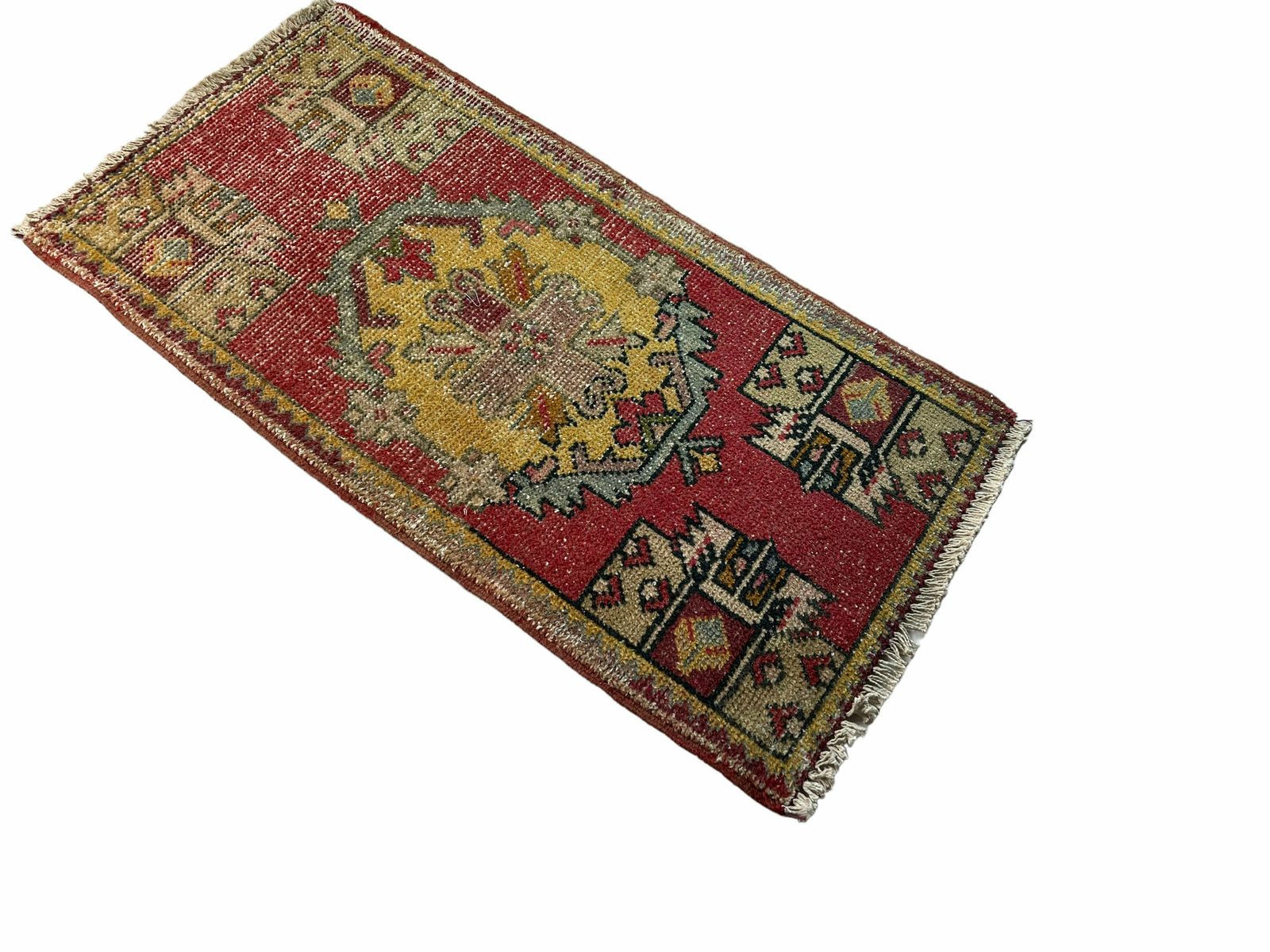 Traditional Turkish Anatolian Rug , Vintage Anatolian Turkish Rug 102 X 53 Cm photo vintage