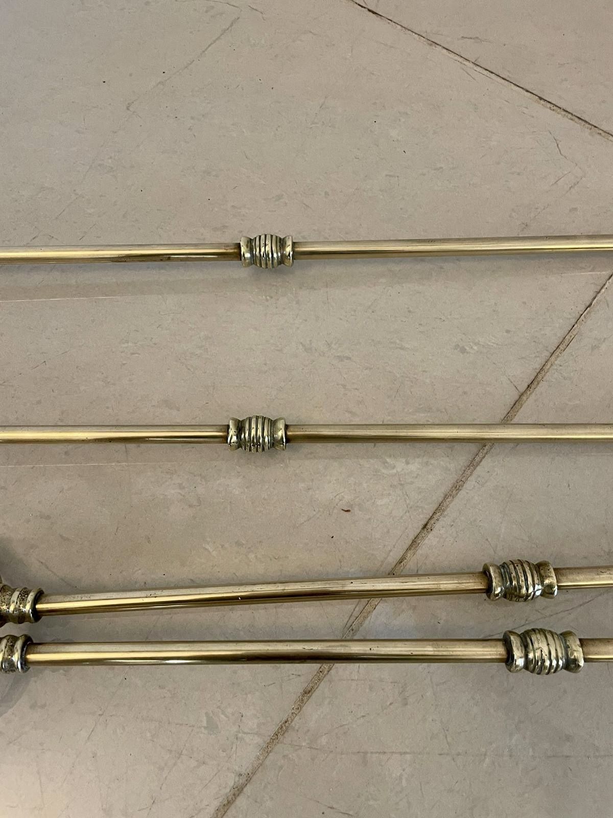 Antique Quality Set Of 3 Brass Fire Irons photo vinterior