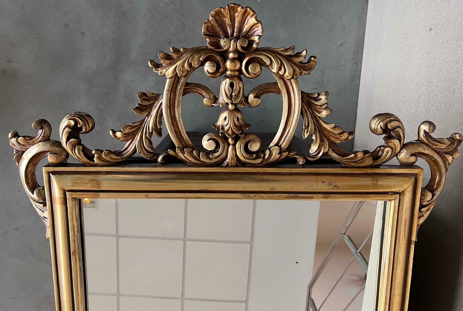 Miroir rectangulaire d'époque Empire français en bois doré sculpté, XXe siècle photo 2865.0