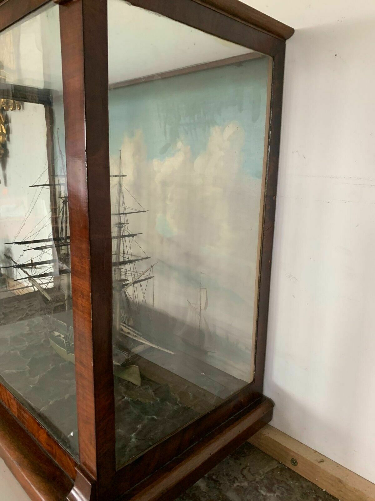 Old Model Of A Sailboat With Three Masts In Its 19th Century Showcase photo buy