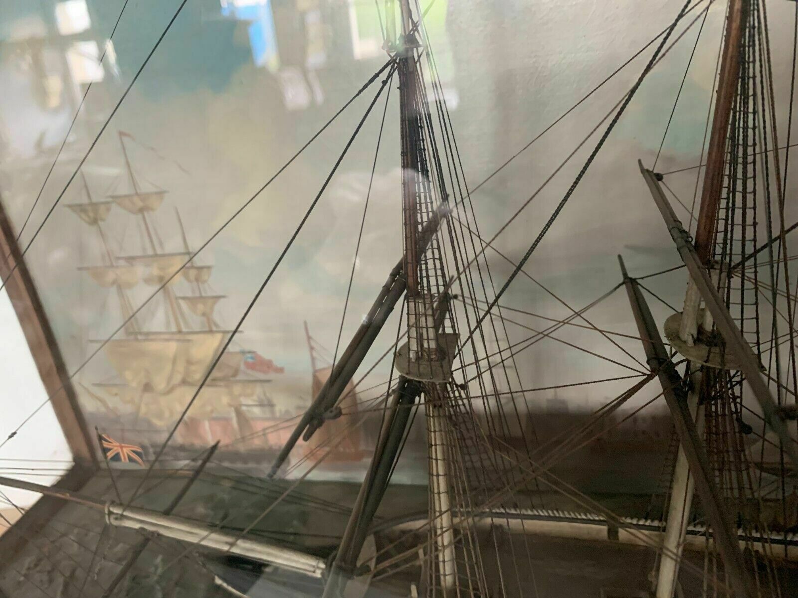photo for sale Old Model Of A Sailboat With Three Masts In Its 19th Century Showcase