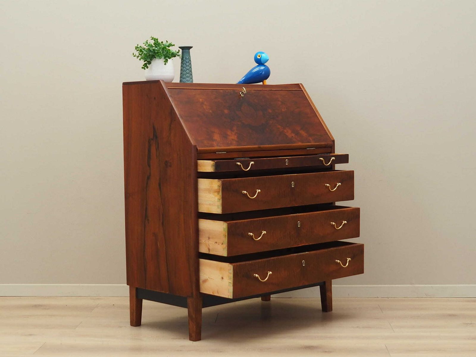 Walnoot Secretaire, Deens Design, Jaren 1960, Productie: Denemarken photo vinterior