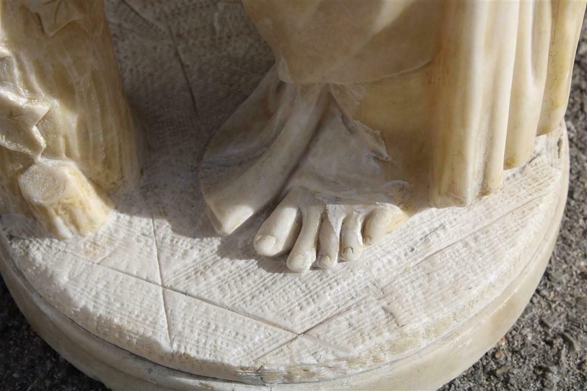 Garden Decor Lady In Solid Italian Art Nouveau Marble With Column And Fountain 1910 photo