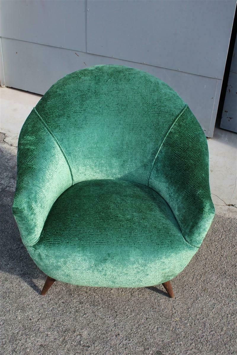 Mid Century Italian Green Velvet Armchair Ico Parisi Style, 1950s photo Furniture