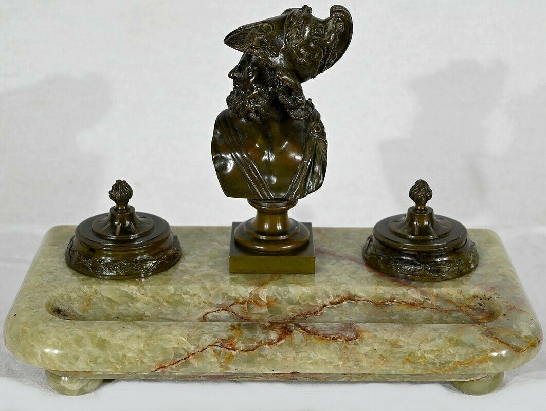 Important Inkwell In Onyx From Pakistan And Bronze, Late 19th Century photo 1133.0