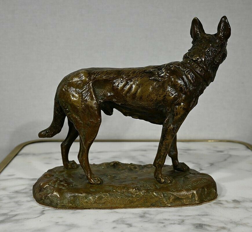 photo for sale Bronze “The German Shepherd”, After Pa. Laplanche – Early 20th Century