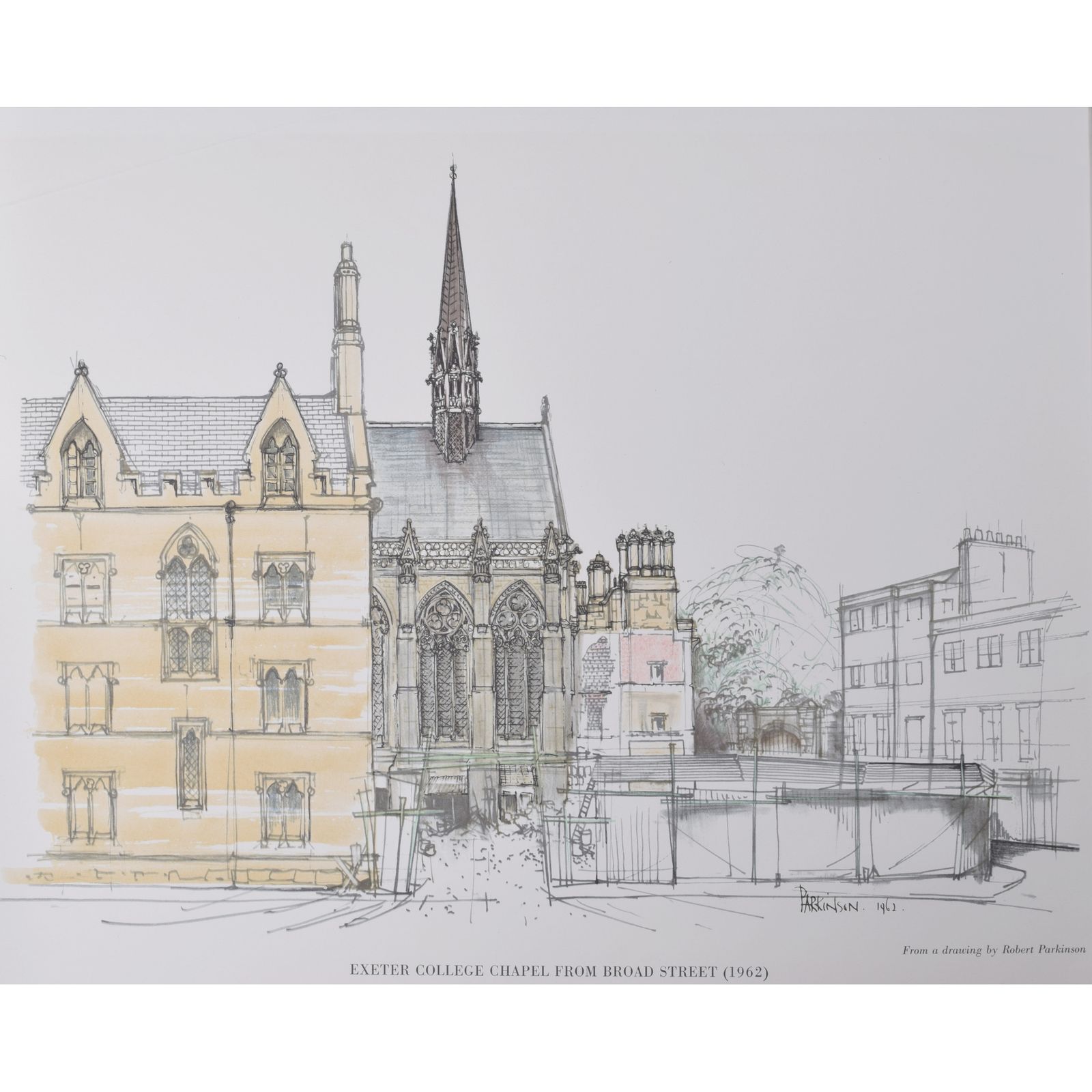 Robert Parkinson Exeter College Chapel From Broad Street (1964)