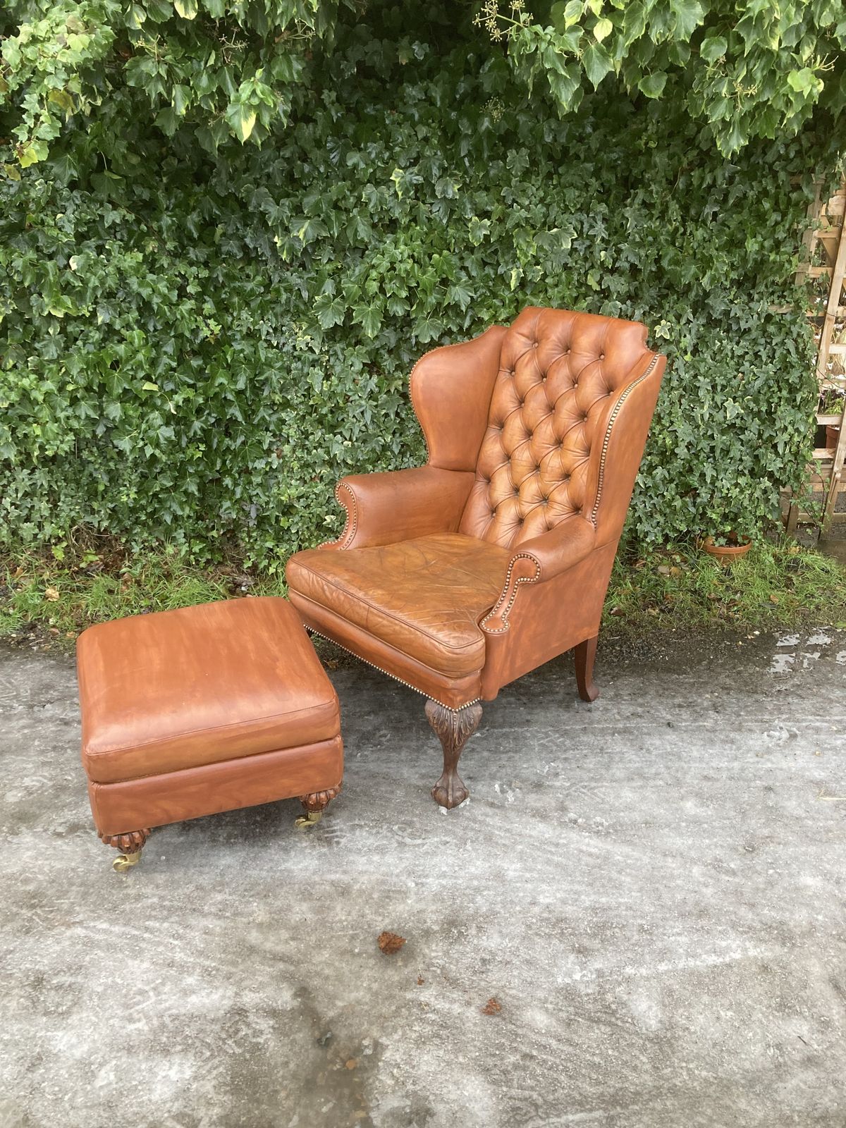 Leather Wing Back Chair photo furniture