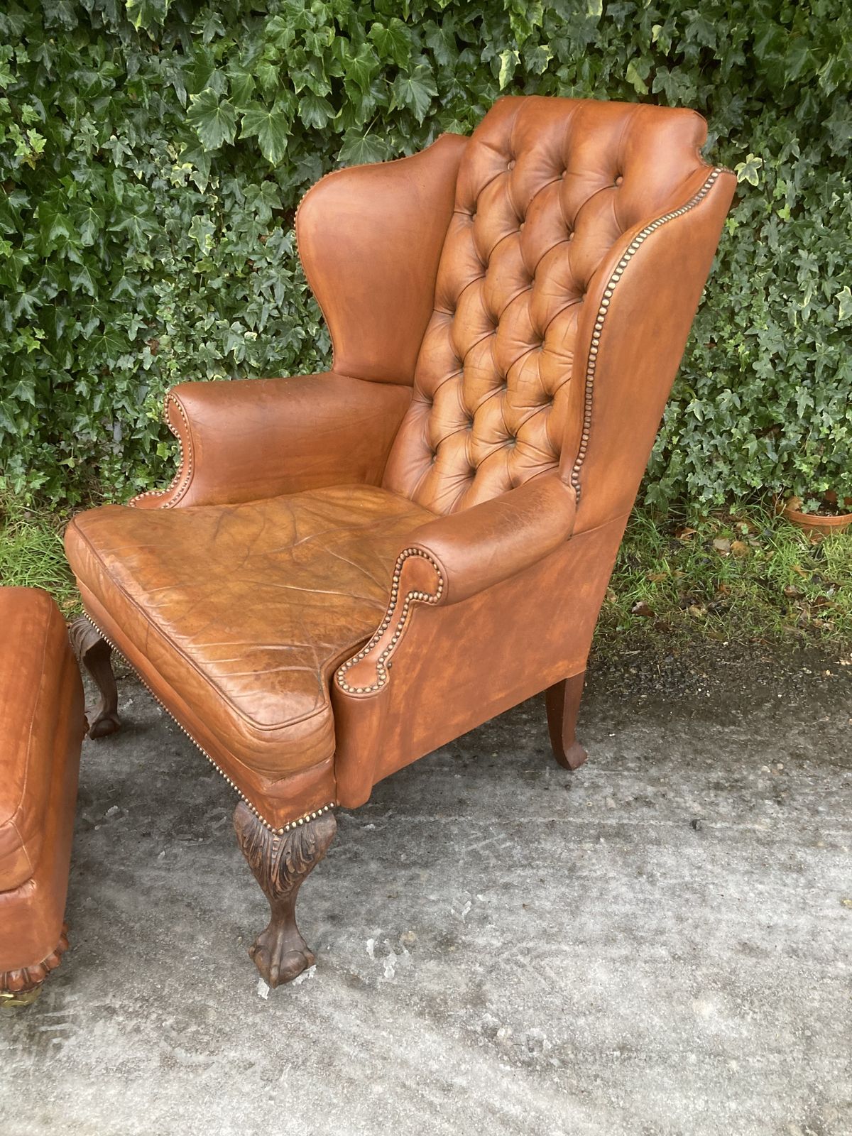 Furniture Leather Wing Back Chair photo