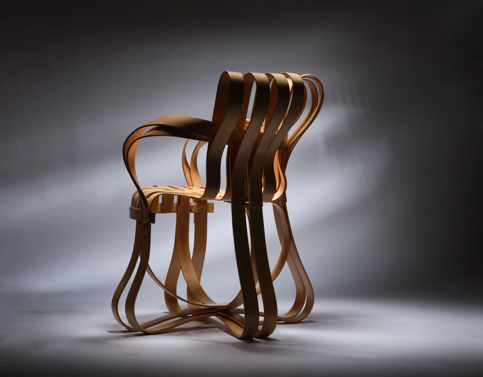 Extremely Rare Frank Gehry For Knoll White Maple Bentwood 'Cross Check' Chairs, Circa 1990's. photo vintage