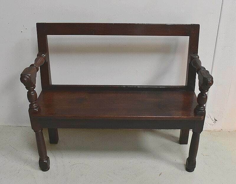 Small Bench With Oak Backrest, Louis XIV – 19th Century Style