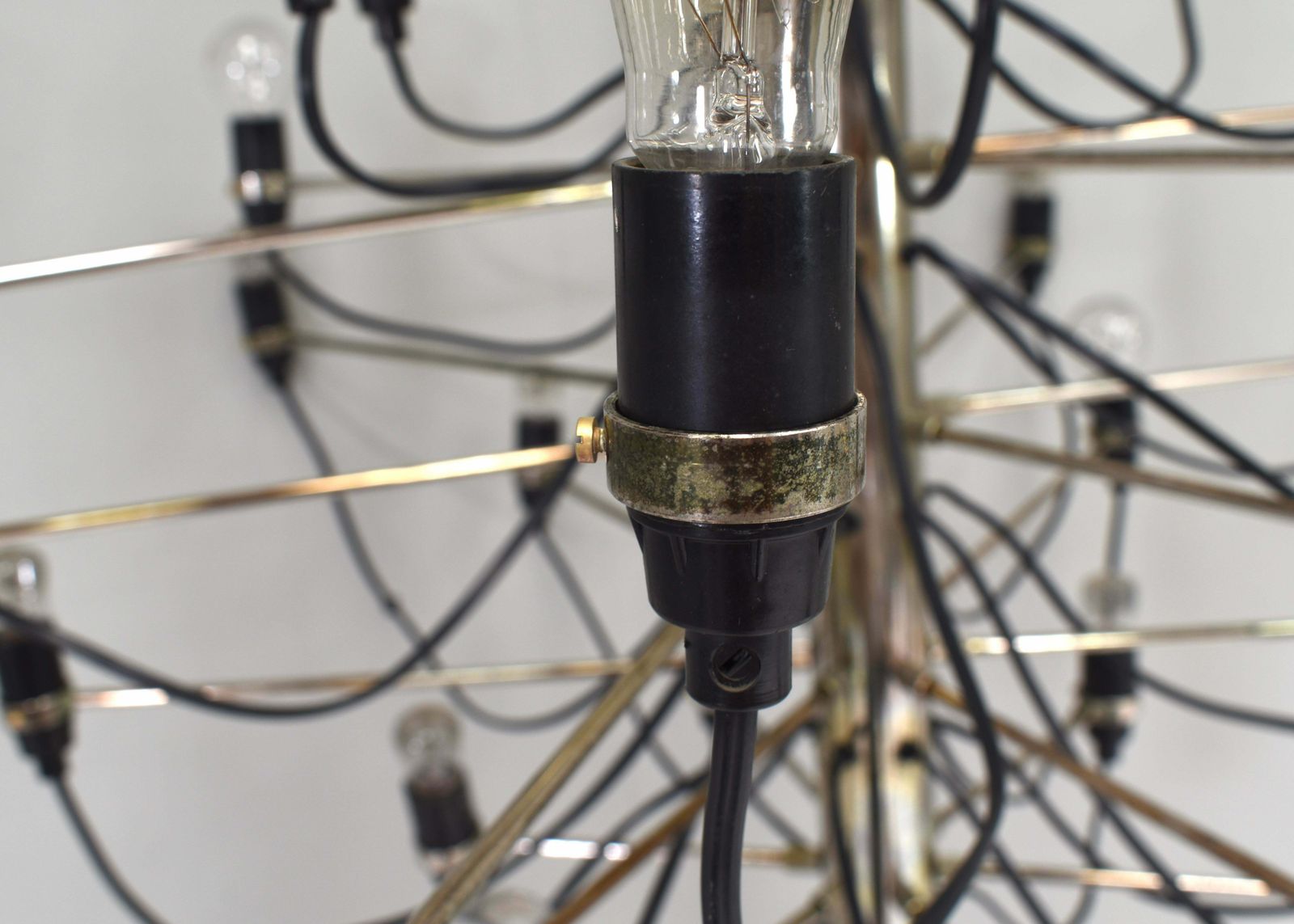 4359.68 Early Edition Gino Sarfatti 2097/30 Brass Chandelier For Arteluce / Flos, Italy photo