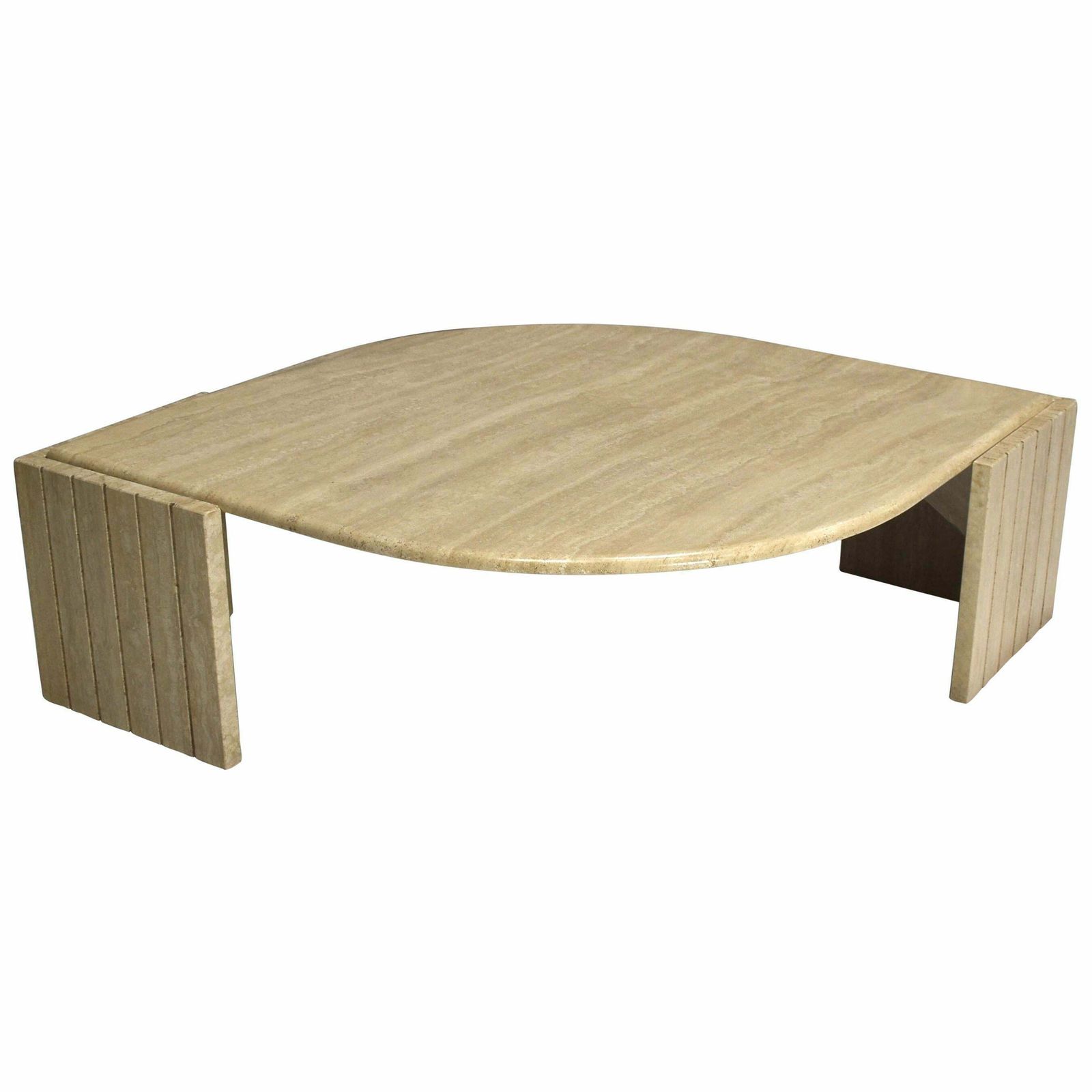 Roche Bobois Coffee Table In Travertine, France, Circa 1970