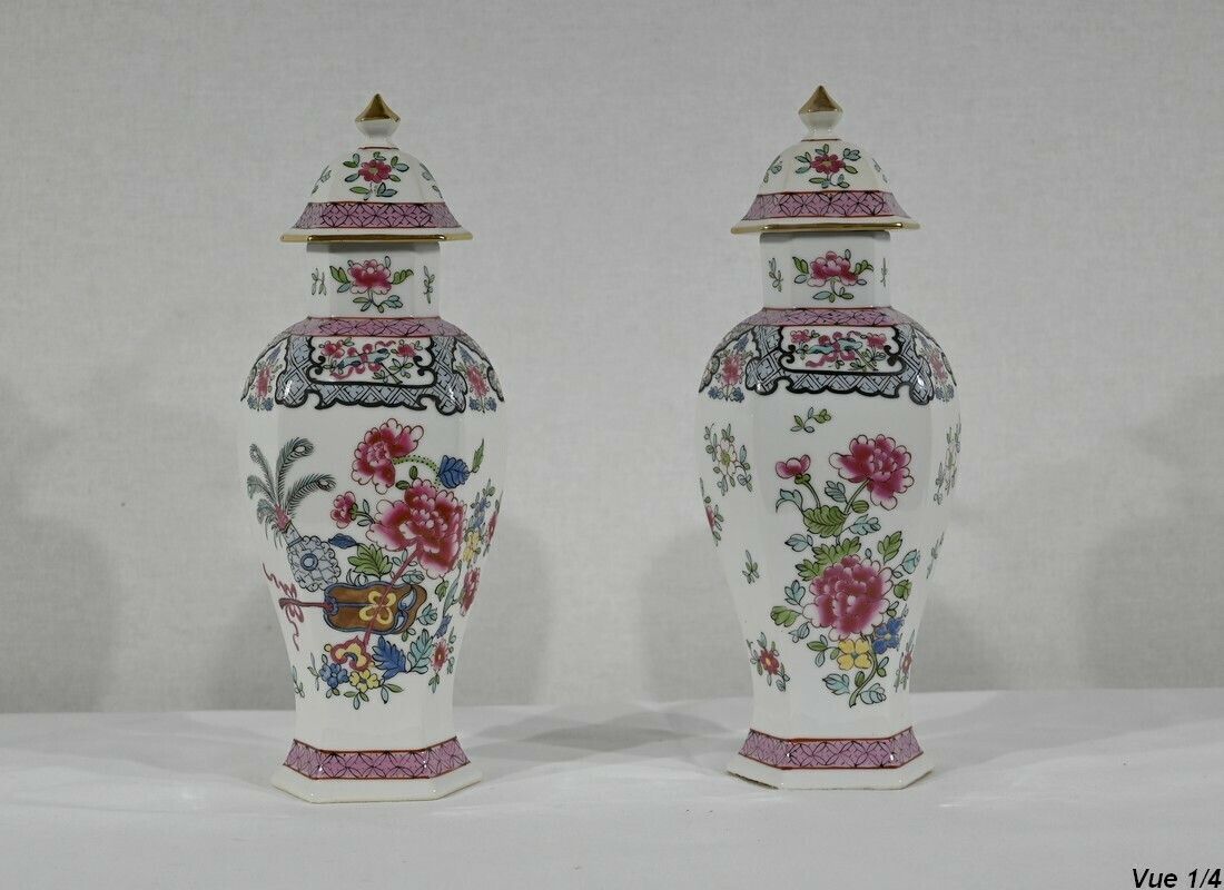 Pair Of Hexagonal Earthenware Vases, China   Late 19th Century photo buy