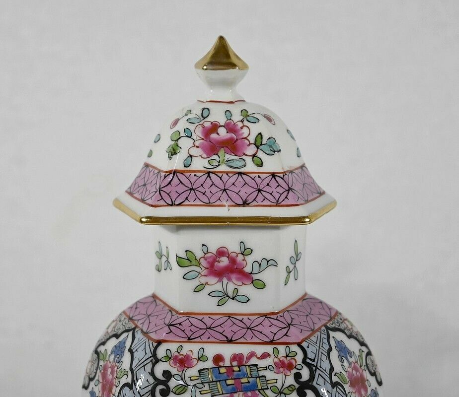 1483.2 Pair Of Hexagonal Earthenware Vases, China   Late 19th Century photo