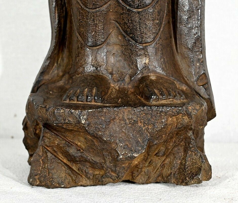 Art Black Stone Buddha Statue, China   2nd Half Of The 19th Century photo