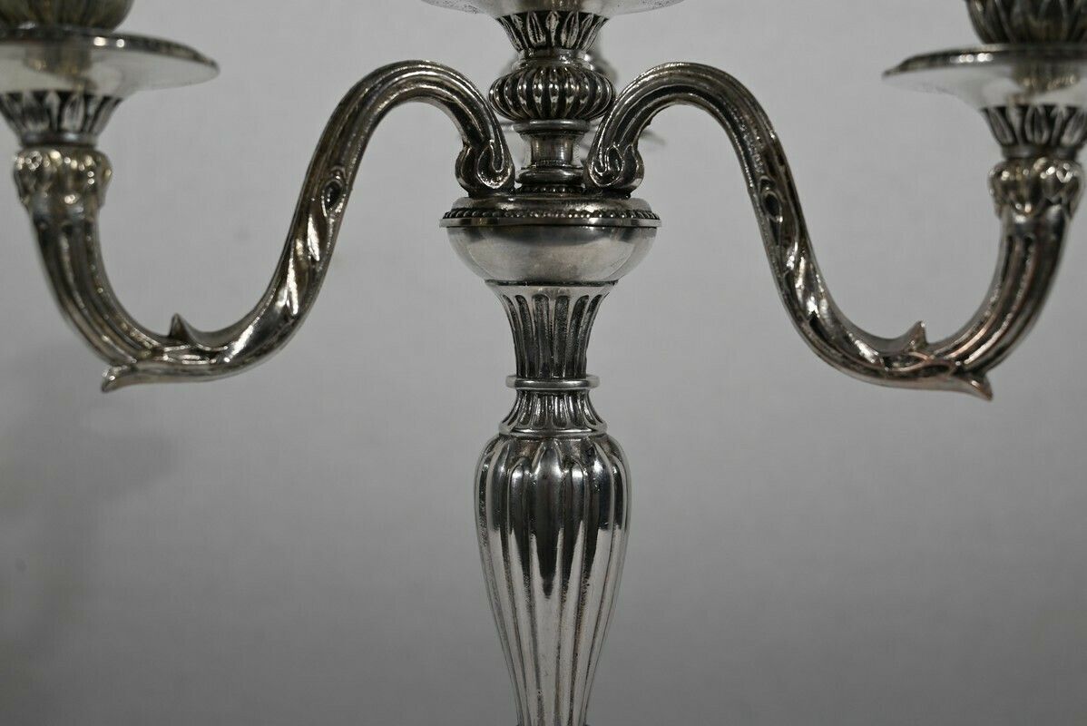 photo furniture Pair Of Silver Bronze Candlesticks   Late 19th Century