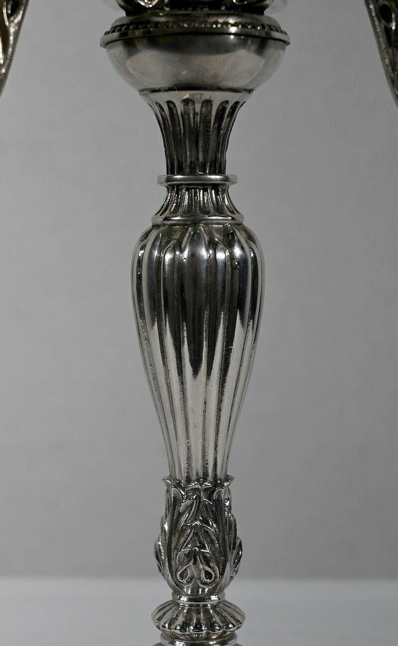 photo for sale Pair Of Silver Bronze Candlesticks   Late 19th Century