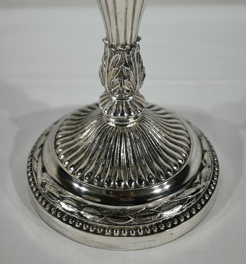 Home Decor Pair Of Silver Bronze Candlesticks   Late 19th Century photo
