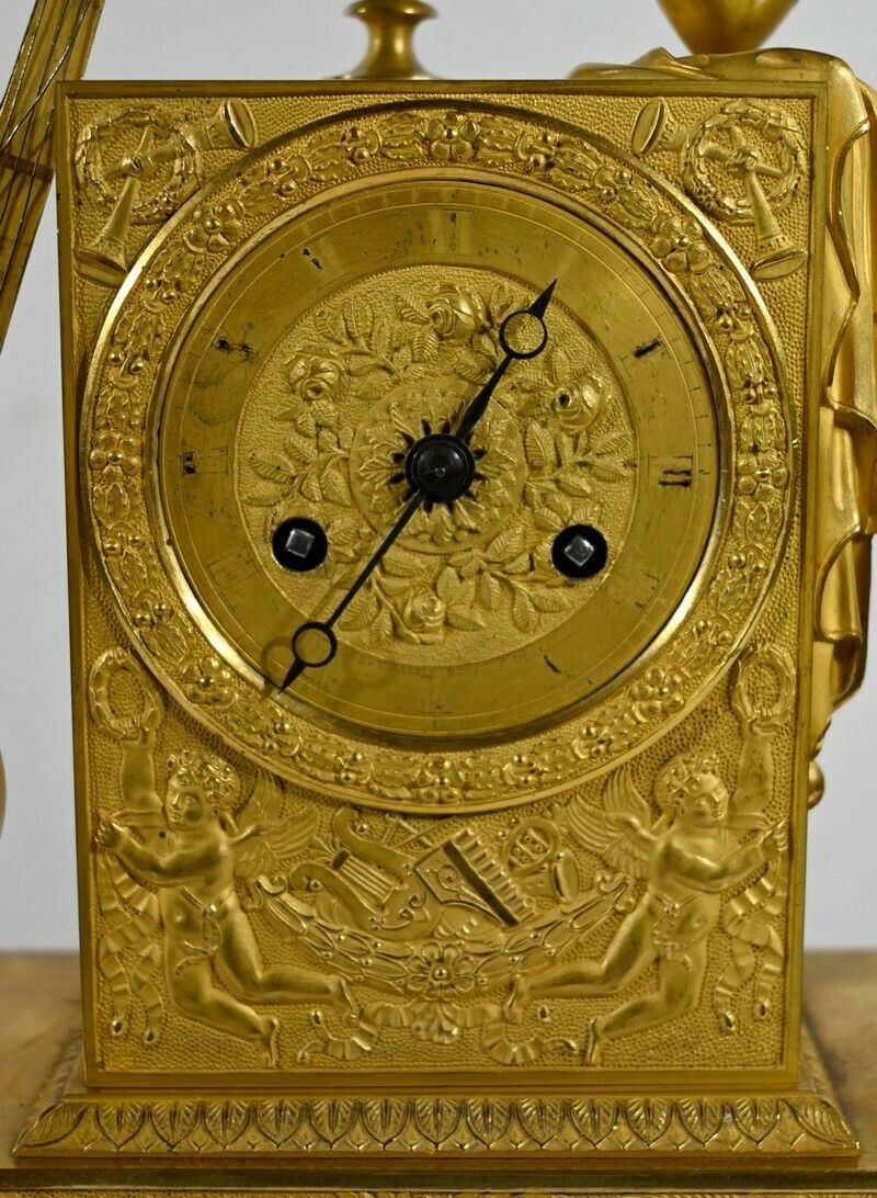 Home Decor Clock In Gilt Bronze, Stamped "Leroy Palais Royal", Empire Period   Early 19th Century photo