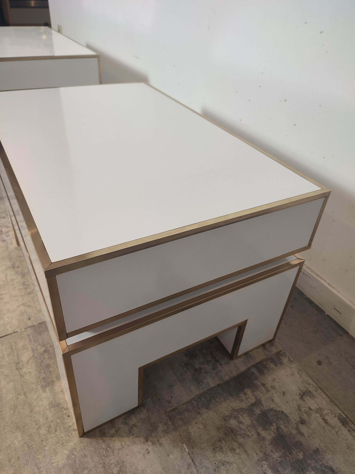 photo furniture White Pair Of Night Stands From "Alain Delon" For Maison Jansen"
