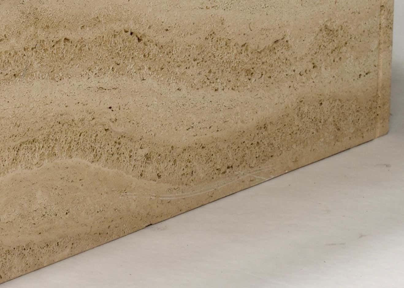 photo furniture Square Travertine Coffee Table In The Style Of Up&Up Mangiarotti, Italy, 1970