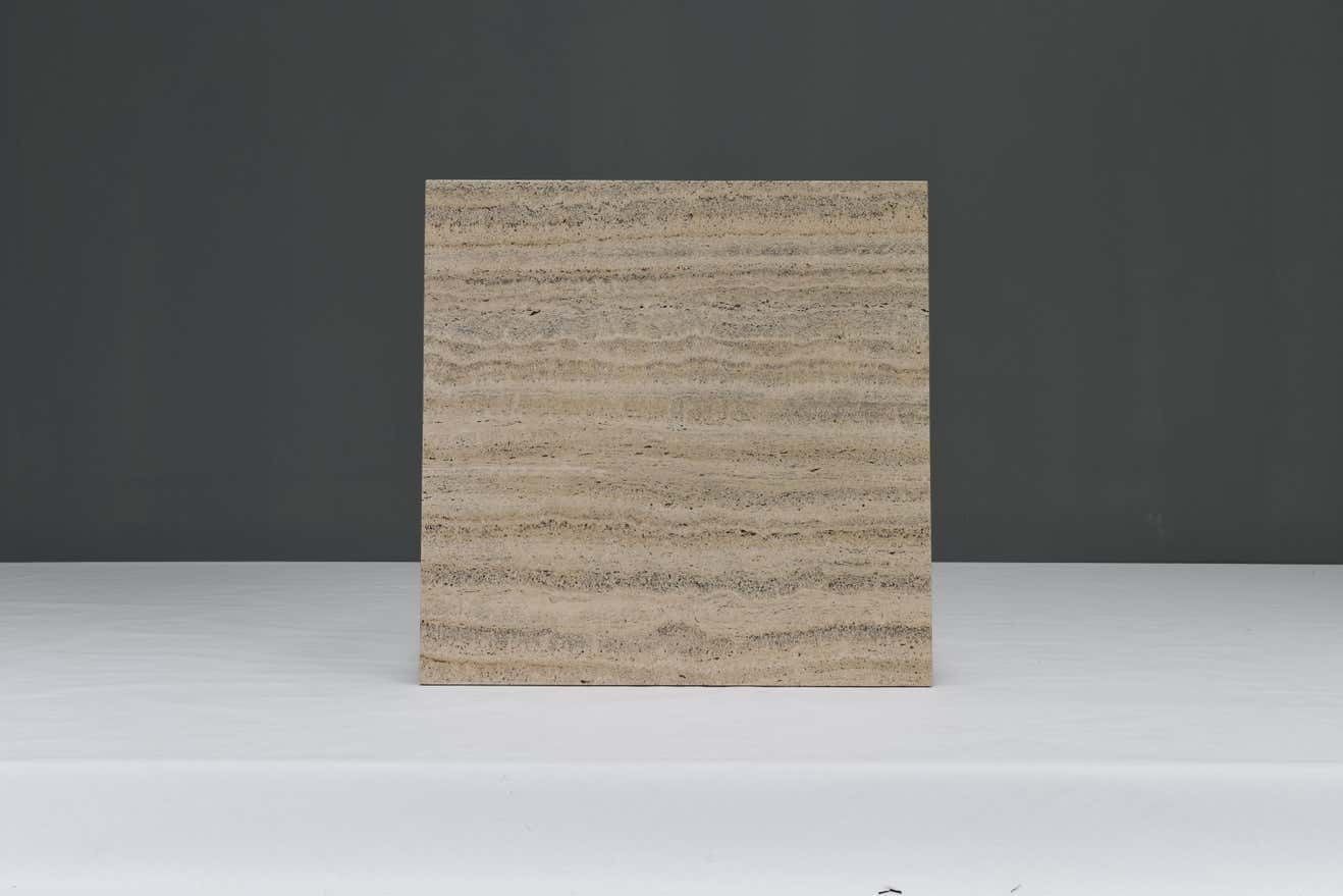 photo vinterior Square Travertine Coffee Table In The Style Of Up&Up Mangiarotti, Italy, 1970