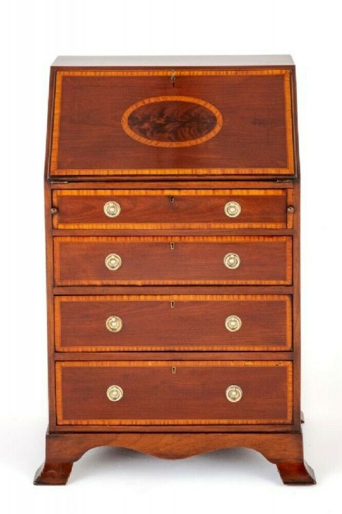 Regency Revival Bureau Ladies Desk Mahogany Inlay 1890