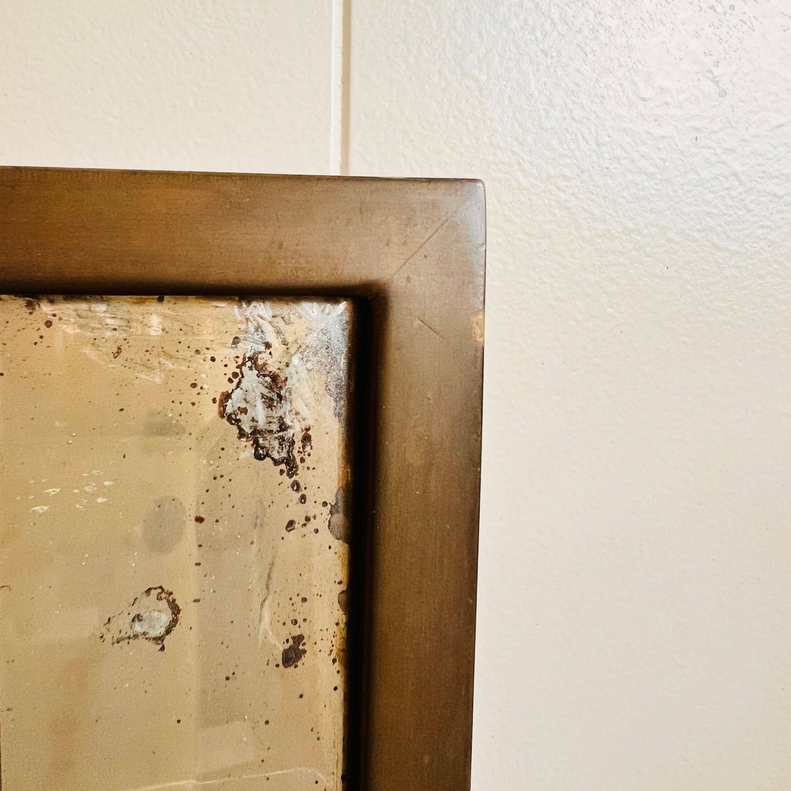 Victorian Brass Mirrored Hand Painted Flowers, Bevelled Mirror, Art Nouveau Fireplace Screen photo vinterior
