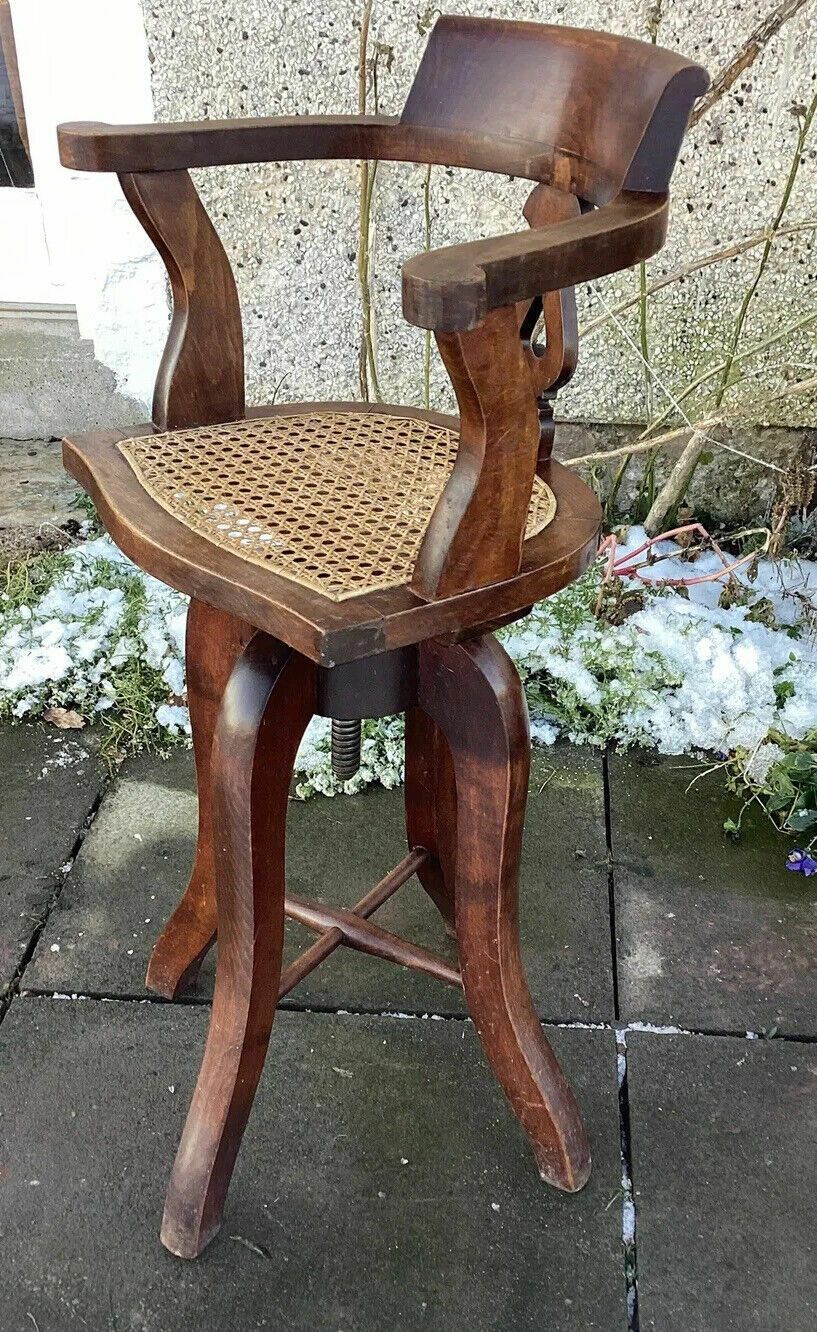 Late 19th C. Rosewood Bergere Rise & Fall Captains Childs Seat. Barbers Shop photo furniture