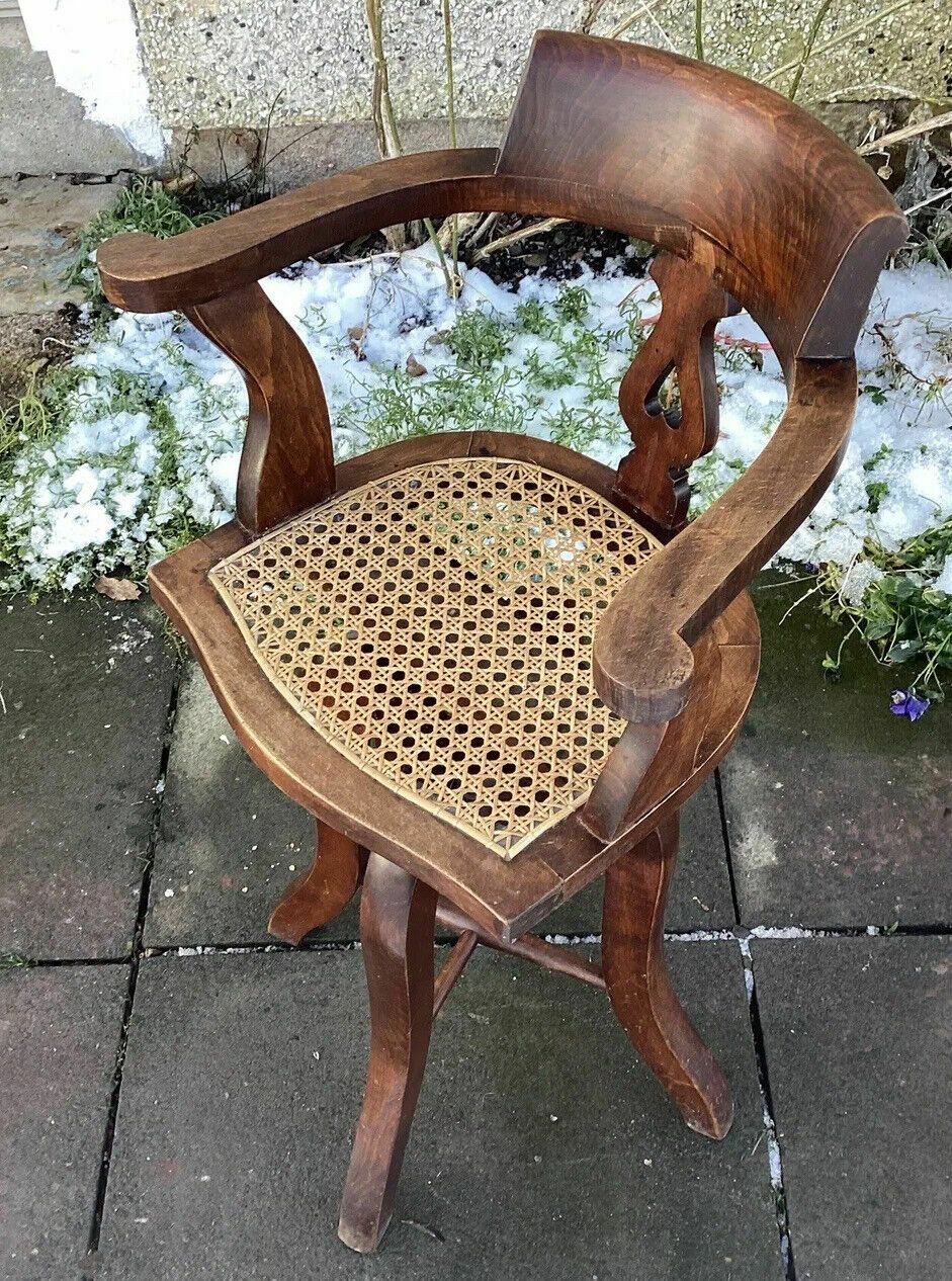 Late 19th C. Rosewood Bergere Rise & Fall Captains Childs Seat. Barbers Shop photo for sale
