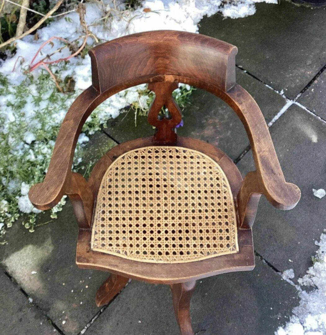 Late 19th C. Rosewood Bergere Rise & Fall Captains Childs Seat. Barbers Shop photo Furniture