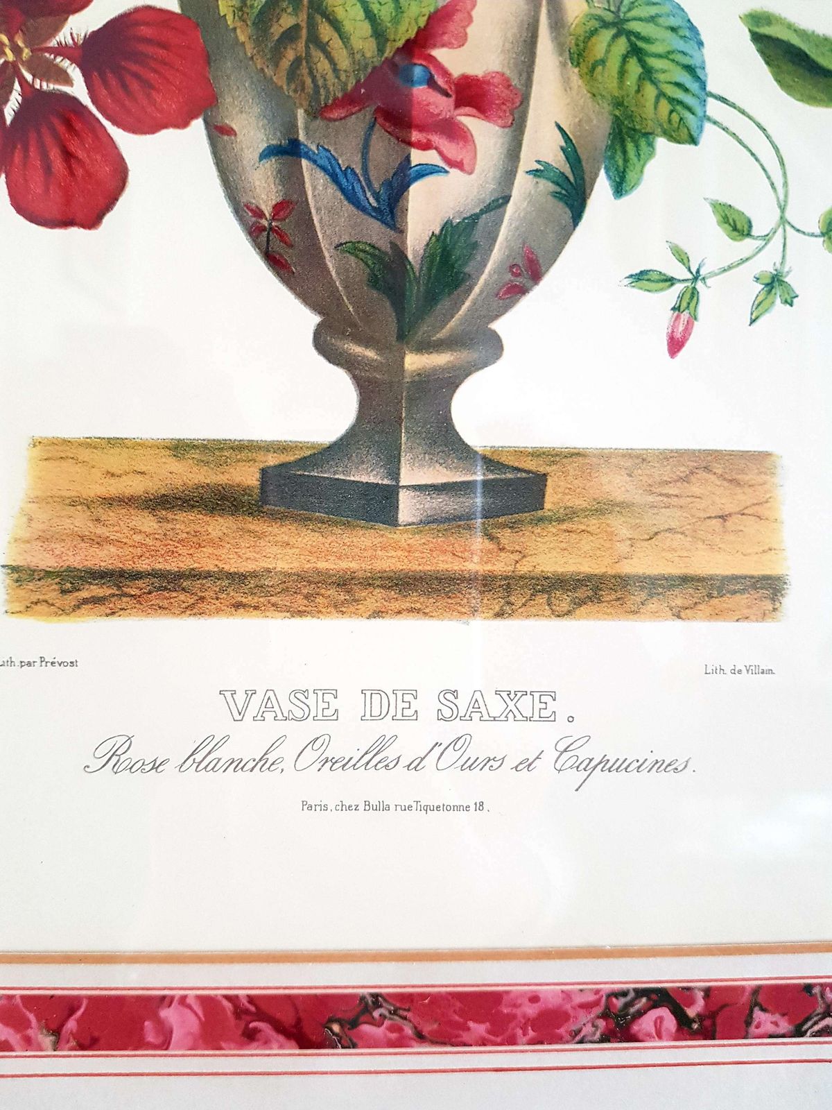 Large, Framed French Vintage Print photo Art