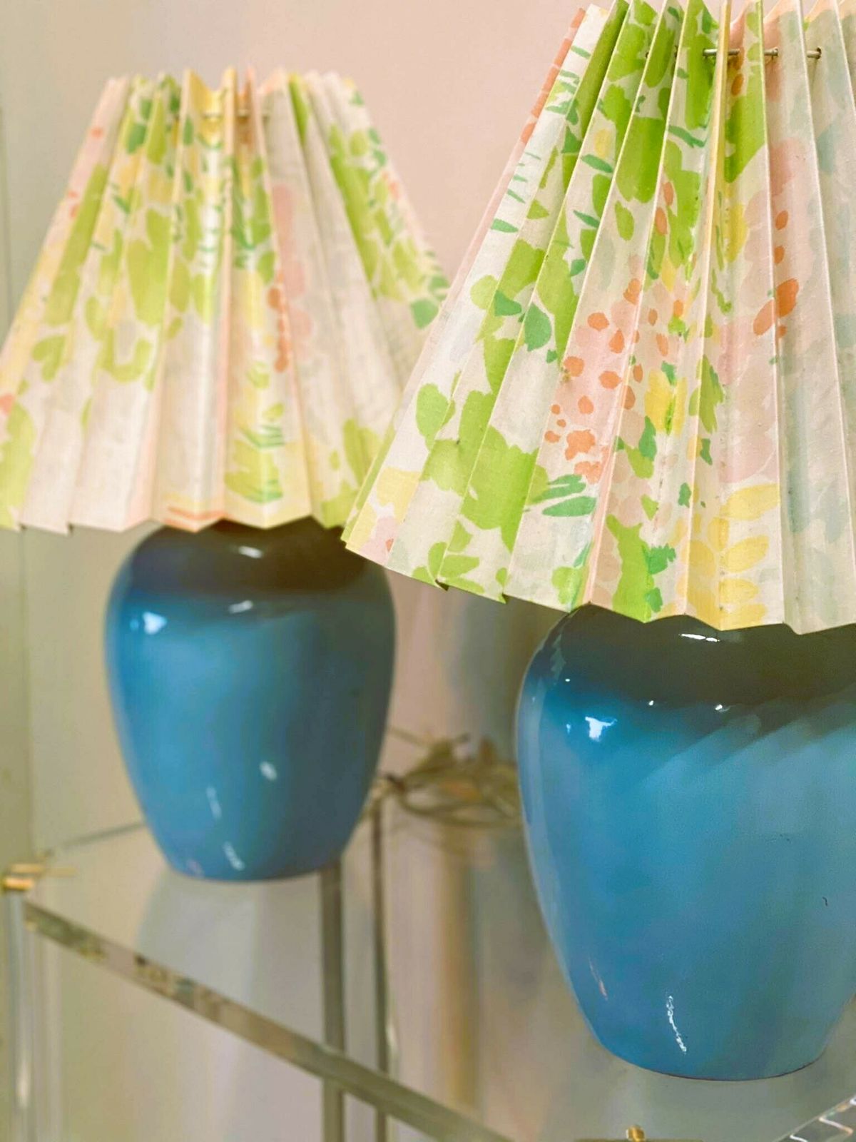 photo furniture Vintage Pair Of Blue Ceramic Table Lamps