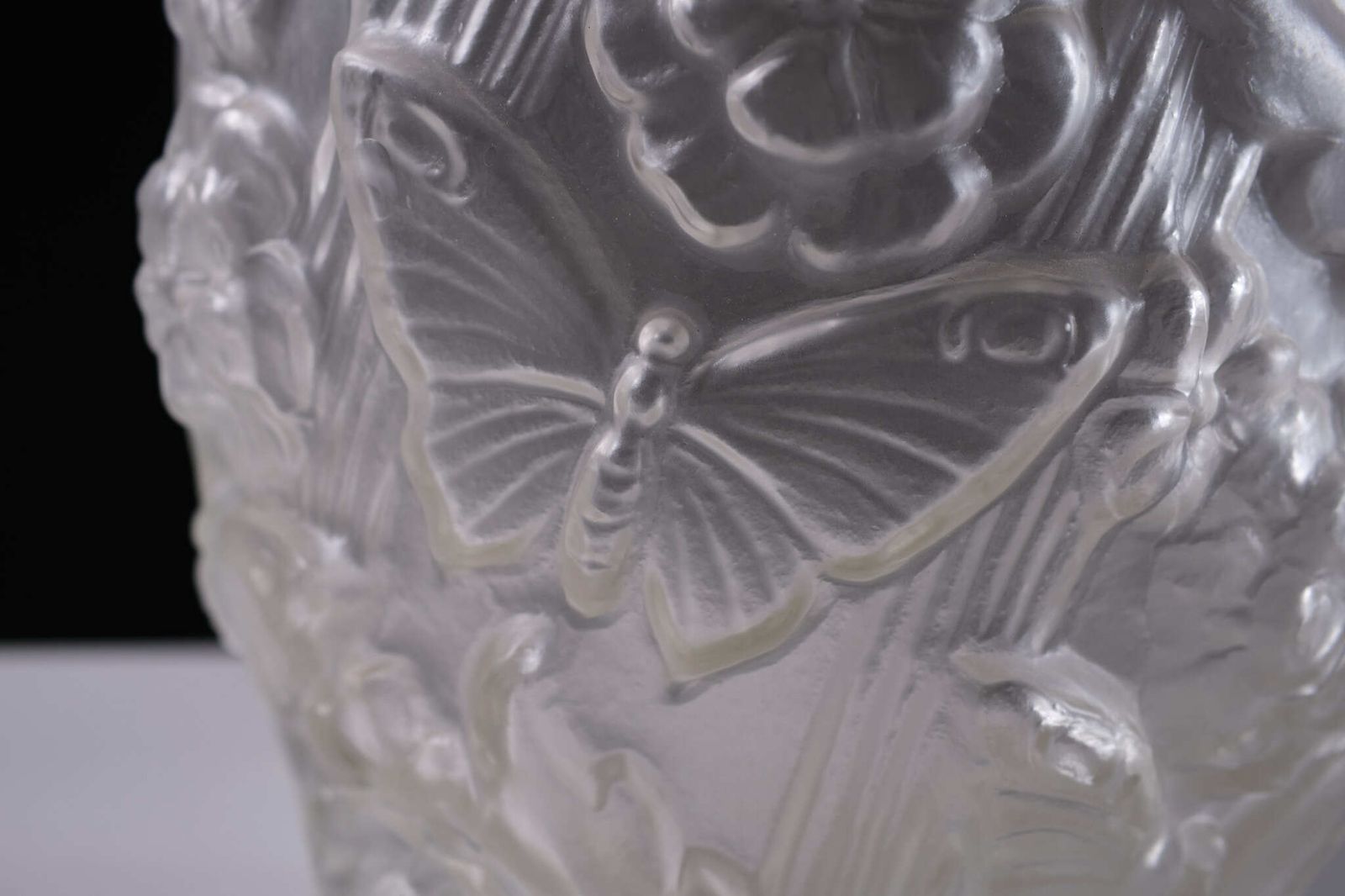 Grote Gesatineerde Geperst Glas Art Deco Vaas, Jaren 1930 photo buy