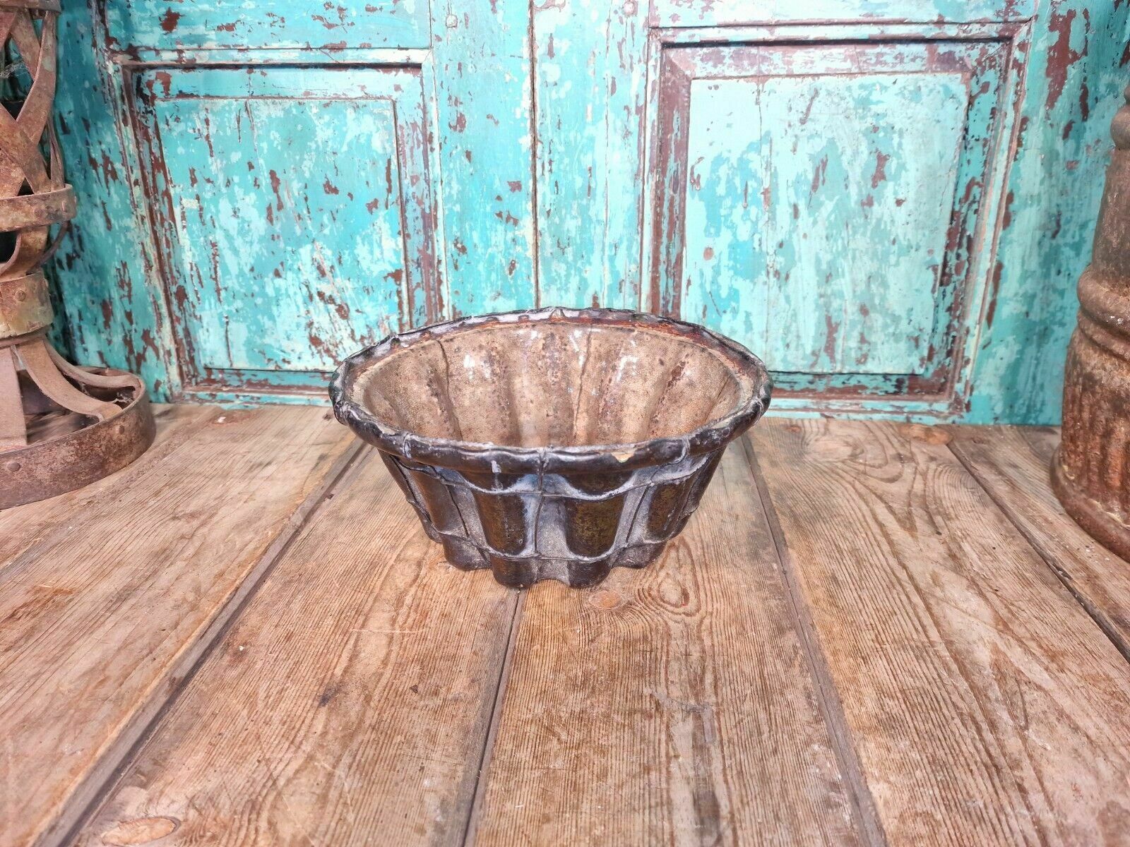 Antique 19th Century French Hand Made Glazed Terracotta Cake Mold Mould photo for sale