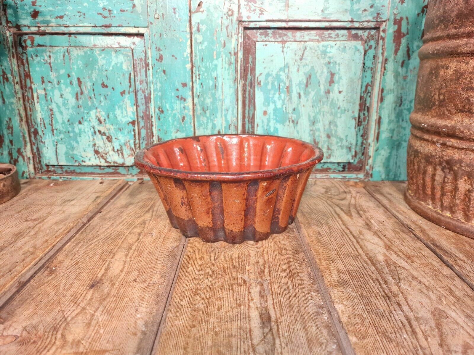 Antique 19th Century French Hand Made Glazed Terracotta Cake Mold Mould photo furniture