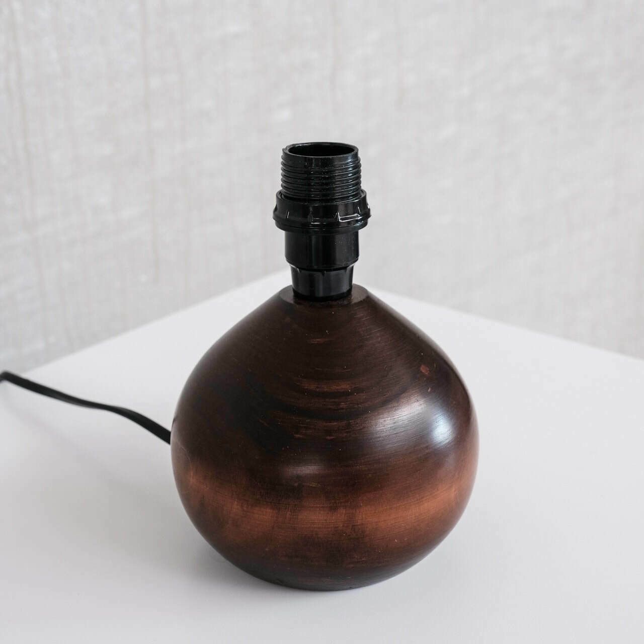 Petite Turned Wooden Mid Century French Table Lamp photo for sale