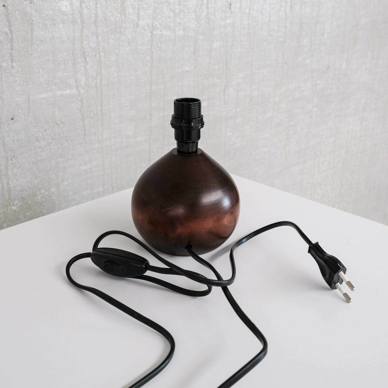 Petite Turned Wooden Mid Century French Table Lamp photo Lighting
