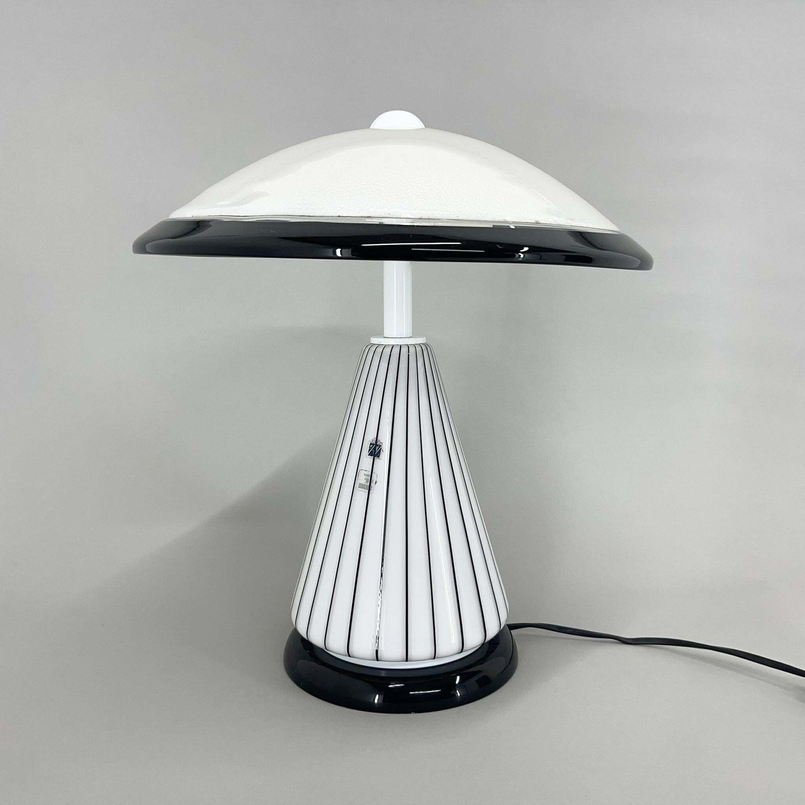 1980's Rare Italian Mushroom Vetri Murano Glass Table Lamp By Zonca, Labeled photo for sale