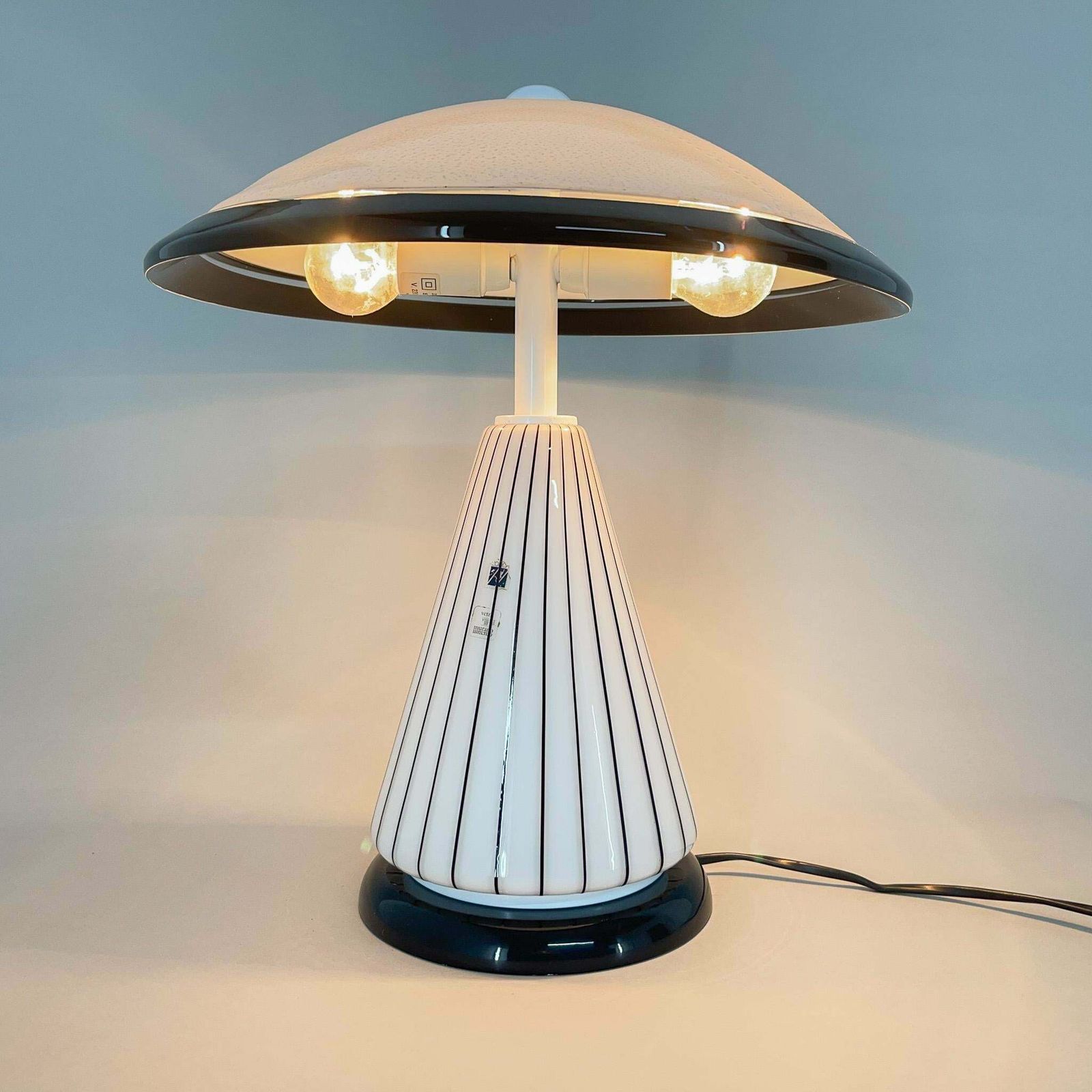 photo furniture 1980's Rare Italian Mushroom Vetri Murano Glass Table Lamp By Zonca, Labeled