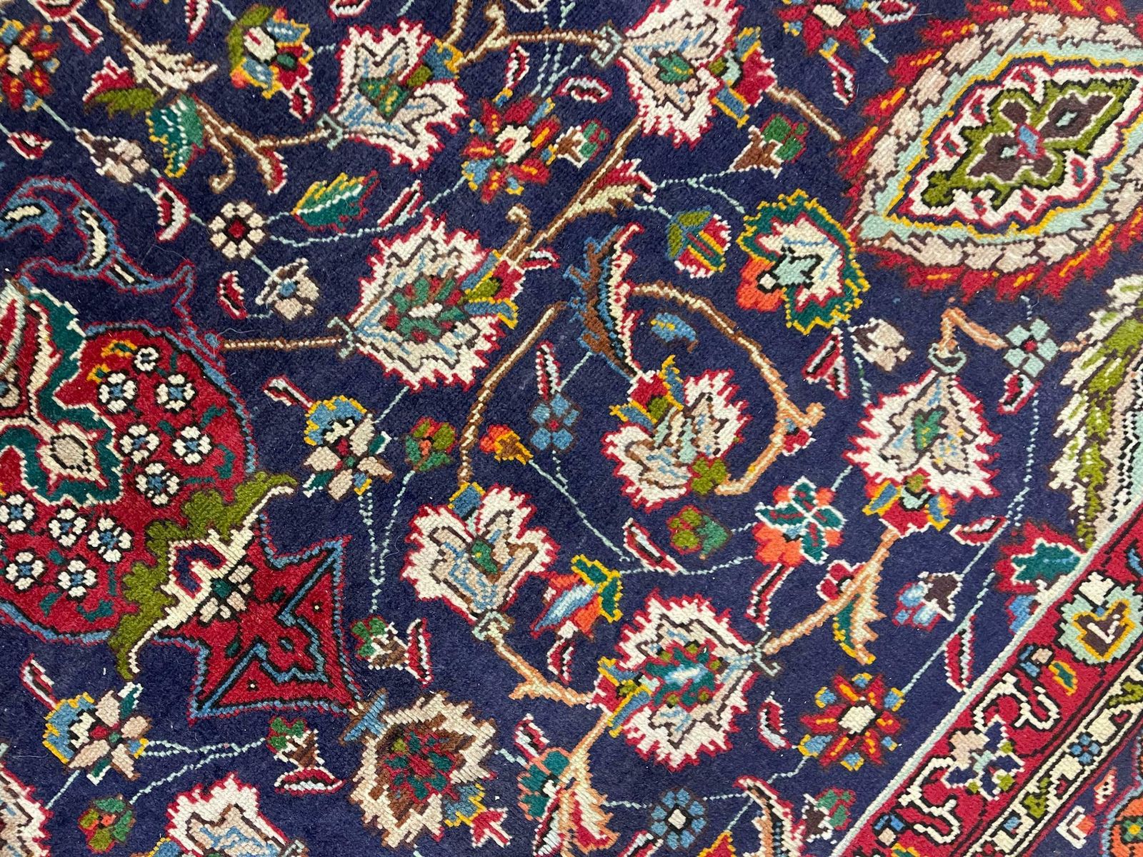 Large Semi Antique Rug Oriental Carpet Handwoven Blue Wool Living Room Rug photo buy