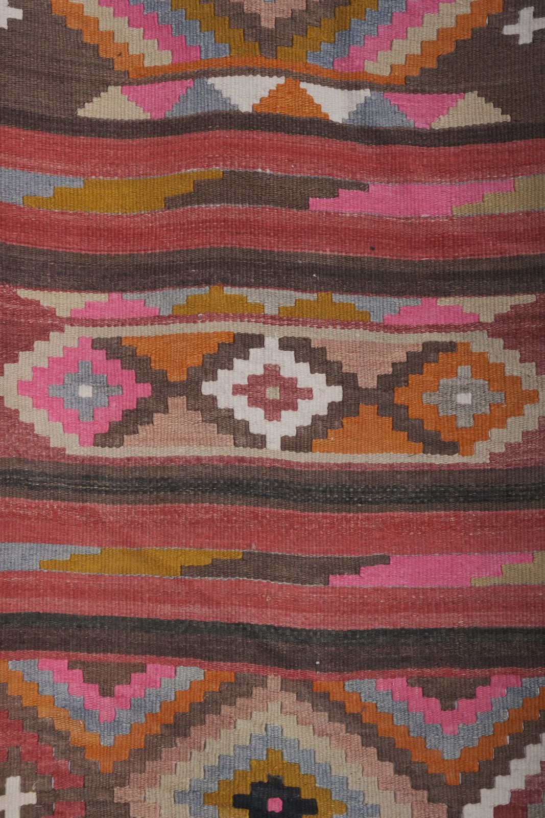 Vintage Geometric Pastel Turkish Kilim Runner Rug   Stair photo vintage