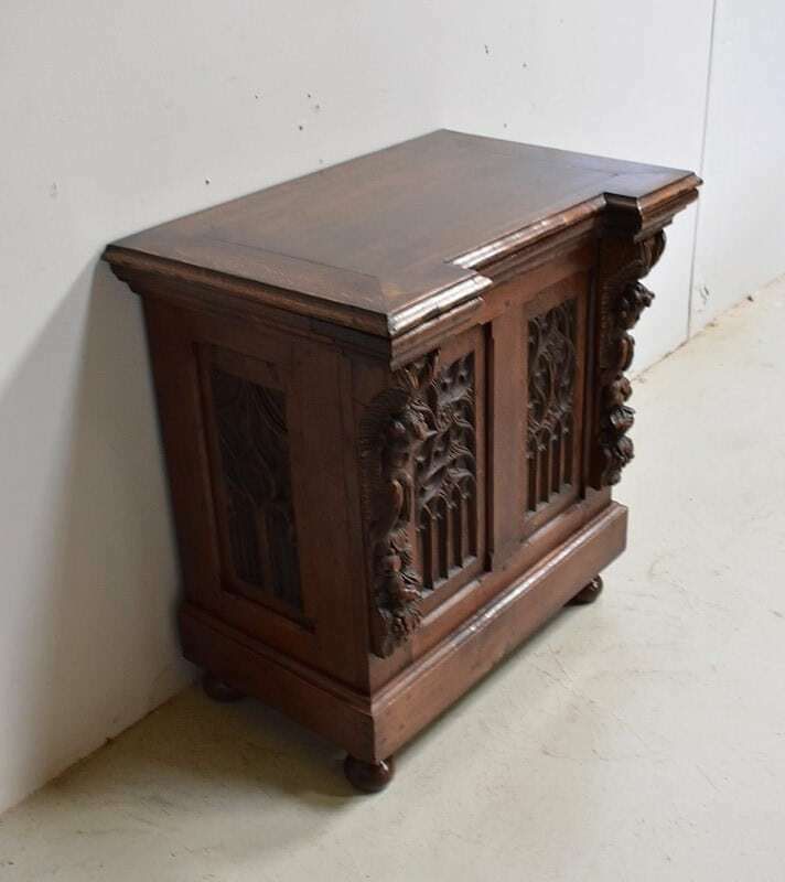 Small Landing Linen Chest In Oak, Renaissance Style   Late 19th Century photo furniture