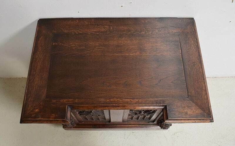 Small Landing Linen Chest In Oak, Renaissance Style   Late 19th Century photo 1936.4