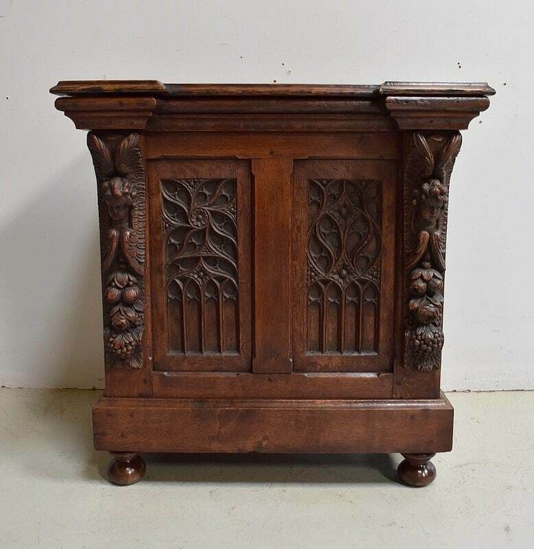 Small Landing Linen Chest In Oak, Renaissance Style   Late 19th Century photo buy