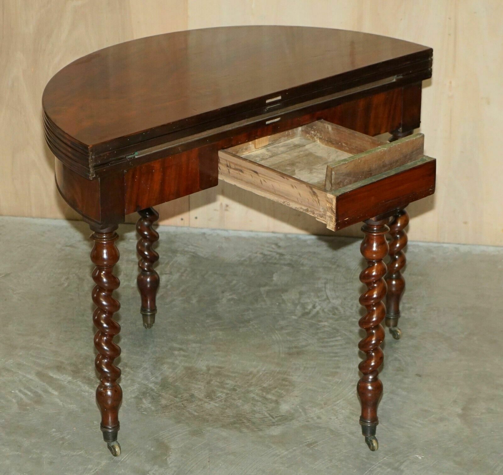 6000.0 Circa 1800 Fully Restored French Directorie Demi Lune Extending Card Games Table photo